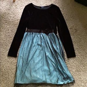 Black and Blue Velvet/tulle Dress